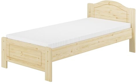 Erst-Holz Massivholzbett Einzelbett Holzbett 90x200 Kiefer unbehandelt mit Zubehör V-60.37N-09