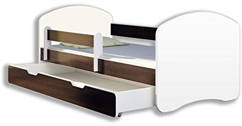 Kinderbett Jugendbett mit einer Schublade und Matratze Weiß ACMA II (180x80 cm + Schublade, Holz Wenge)