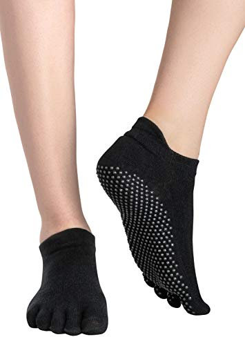 Yoga Socken / Pilates Socks / Stoppersocken / Kampfsport / Gymnastik / Ballett / Tanz Socken / Fußbodensocken, Rutschfeste Socken für Sport, für Damen und Herren ABS-Socken, Schwarz (Black), Gr. 39/42