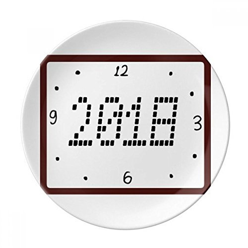 Happy New Year 2018 orologio design decorativo in porcellana piatto da dessert 20,3 cm, home Gift