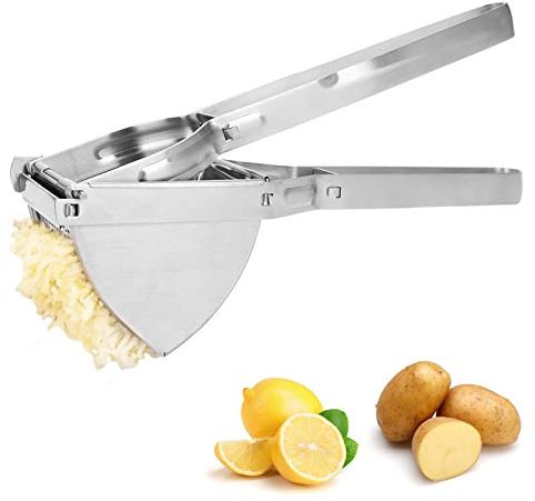 Stainless Steel Potato Ricer, Business Fruit Masher and Food Press with Nonslip Comfort Grip, Multifunctional Ricer for Mashed Potatoes, Puree, Fruit & Vegetables, 11.02 x 3.15 x 4.13in