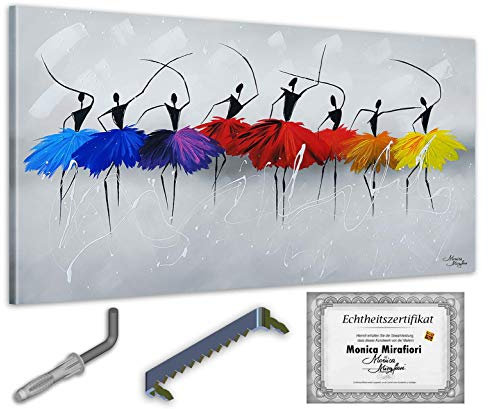 Monica Mirafiori I 100% HANDGEMALT I Gemälde Color Dancing 140x70cm | Gemälde Handgemalt | Acrylgemälde | Sehr Großes Acrylbild I Moderne Kunst I Kunstbilder