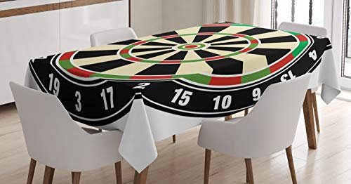 ABAKUHAUS Sport Tischdecke, Dart Board Lifestyle, Pflegeleicht Waschbar Schmutzabweisend und mit Klaren Farben Hochwertiger Druck, 140 x 170 cm, Zinnoberrot Schwarz Grün