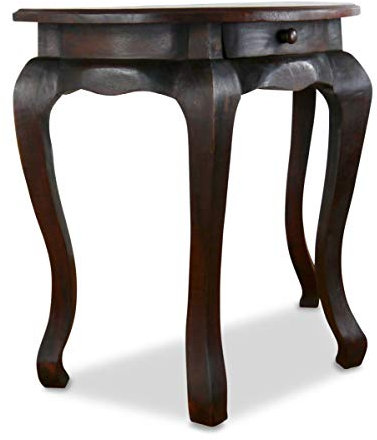 livasia Hoher, brauner Opiumtisch mit Schublade, asiatischer Beistelltisch, Konsolentisch, Anrichte
