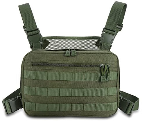 Kyrio Tactical Chest Rig Molle Radio Chest Harness Holder Holster Vest for Two Way Radio Walkie Talkies Green
