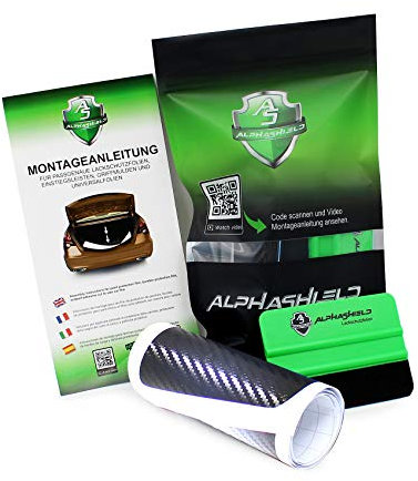 Ladekantenschutz Lackschutzfolie inklusive Rakel & Filz passgenauer Zuschnitt für Ihr Fahrzeug Schutz Kofferraum Kfz Zubehör (Carbon Schwarz, L082 Leon KL Sportstourer (Kombi))