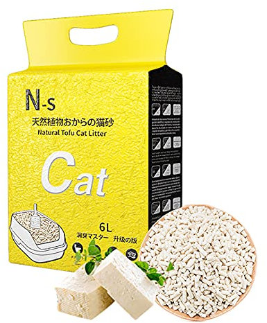 Spülbarer Tofu-Katzenstreu, natürliche Formel-Inhaltsstoffe, Desodorierung & Nullstaub & Ultra-Klumpen, Mehrfachgeschmack, Katzenstreufilter enthalten (Ursprünglicher Geschmack)