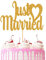 Just Married Wedding Cardstock Cake Topper Elegant Marriage Toppers Decoration UK (GOLD)