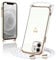 Micoden Handykette kompatibel mit iPhone 11 Hülle Ultra dünn Kameraschutz Herz Love Design Galvanik TPU Silikon Bumper Kordel zum Umhängen Handyhülle mit Band Schutzhülle,Weiß
