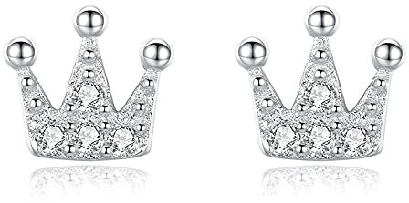 GRGFG Ohrstecker Silber 925,Zirkonia 925 Sterling Silber Ohrstecker,Klassische Mode Niedliche Krone Ohrringe Elegante Silber Ohrstecker Schmuck Geschenke Für Damen Mädchen Mama Tochter