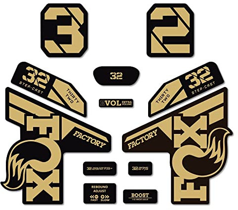 STAR SAM Autocollants compatibles avec fourche de vélo Fox 32 SC Factory 2022 Or métallisé 1 cm