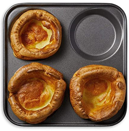 WINSOME Yorkshire Pudding Tray 4 Cup Muffins Bakeware Tins & Trays Premium Nonstick Cupcake Tray for Oven Baking Roasting Tin (Pack of 1)