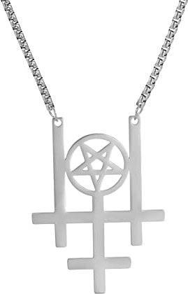 Satan Kreuz Anhänger Halskette Umgekehrtes Kreuz