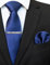 JEMYGINS Cravate Bleu marine profond2 Homme en Soie et Pinces à cravate Carre de poche Set