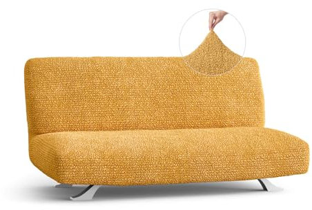 PAULATO - Sofabezug 3 Sitzer ohne Armlehnen aus einfarbiger Mikrofaser, kratzfestes Gewebe, maschinenwaschbar, WavyTech-Technologie, Made in Italy - Senf