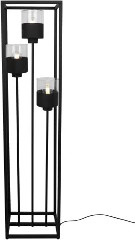 Light-Home ROMA CAGE Lampenschirm Stehlampe Modern - Standleuchte für Wohnzimmer Schlafzimmer Büro - Elegante Industrial Lampe - Schwarz - 130x30x25 cm