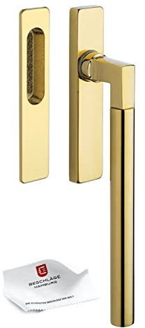 Beschläge Hamburg Hebe-Schiebetürbeschlag Bauhaus HSG 214-020 MPu PVD — Drehgriff für Hebe-Schiebe-Türen inkl. Griffmuschel außen, Messingfarben PVD, OHNE PZ Lochung