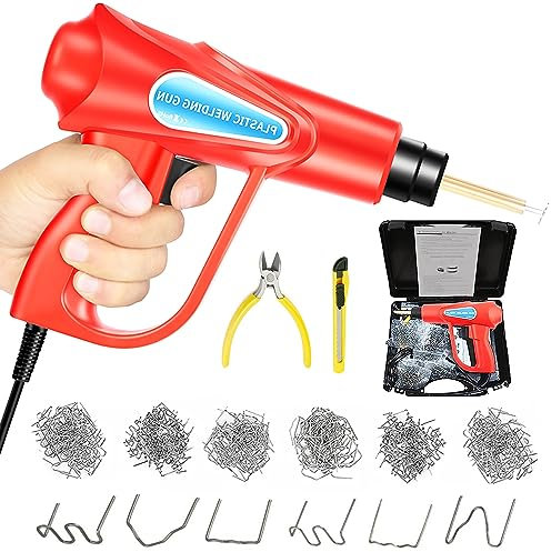 Plastic Welding Kit, 70W Welding Machine Hot Stapler Plastic Welder Gun Kit, Plastic Welder with 300pcs 6 Types Staples for Car Bumper Fender Kayak Repairs