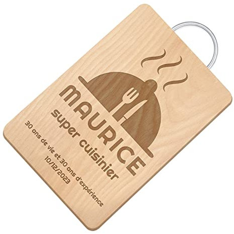 Maverton Planche à découper avec personnalisation pour homme - Plateau fromage gravé pour lui - Planche de cuisine en bois de hêtre pour chef - pour anniversaire - papa - Anniv