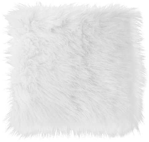WLLHYF 33CM Quadratischer Kunstpelzteppich Kleiner Mini-Flauschiger Teppich Kissen Weihnachten Wohnzimmer Sofa Boden Stuhlabdeckung Sitzpolster zum Fotografieren von Schmuck (Weiß, 33cm x 33cm)