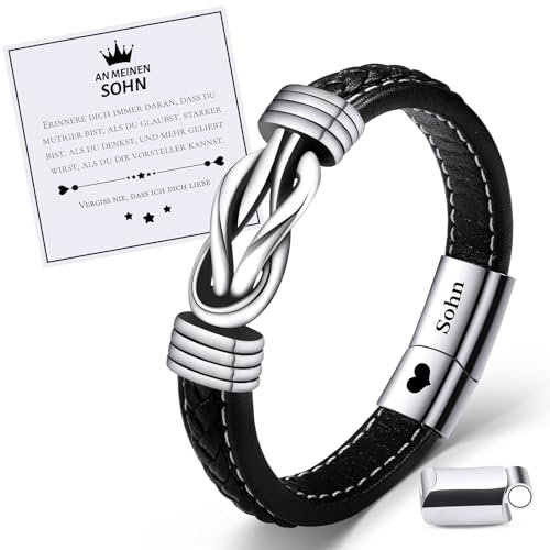 VU100 Geschenk für Sohn Armband Geschenke 18. 13. Geburtstag Junge Armbänder Weihnachten Geburtstag Herren Lederarmband Betser Sohn Geschenke von Papa Mama