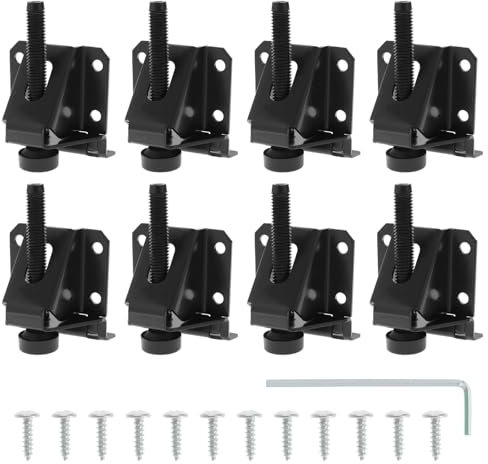 SG Store Lot de 8 pieds de nivellement robustes pour plinthes de meubles, supports de pieds réglables pour établi, table, canapé, armoires, étagères - Noir
