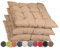 sunnypillow 4er Set Stuhlkissen mit Bändern 45x45 cm - Bequeme Polsterauflage 8cm dick - Auflage für Stühle/Bänke in Haus und Garten Sitzkissen Sitzauflage Gartenkissen Outdoor/Indoor - Beige
