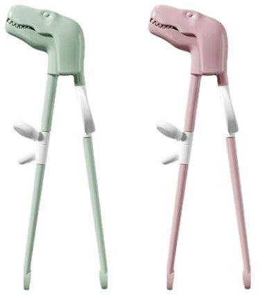 CPSYTE 2 Pares Palillos Chinos para Niños, Palillos Divertidos para niños, Palillos de Entrenamiento,Aprender Palillos,para niños Principiantes Tallarines, Comer, Desayuno(Rosa y Verde)