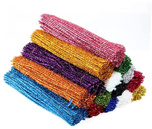 SAFIGLE 100st Christbaumschmuck Grüner Pfeifenreiniger Krippenspielzeug Für Schwarze Pfeifenreiniger Weihnachtspfeifenreiniger Glitzer-Chenille-stängel, Lose Fuzzy-Rohr Stengel Blitz Kind