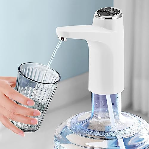 Wasserflaschen Pumpe, 4W 5V Tragbarer Elektrischer Wasserspender, USB-Lade Automatische Trinkwasserpumpe, für Home Kitchen Office Camping (Weiß)