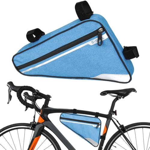 Kytpyi Sacoche Velo, Sacoche Cadre Velo, Imperméable Grande Capacité Sac Velo avec Bande Réfléchissante pour VTT etc, Durables Lumière Pochette Velo pour Outil de Réparation Phone Carte(Bleu)