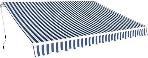 ARKEM Gelenkarmmarkise 350 cm Blau/Weiß Freistehende Markise Kassettenmarkise