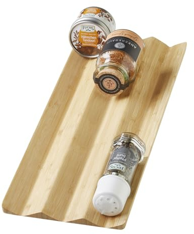 Orga-Box 3 Besteckeinsatz Bambus Gewürzeinsatz 436 x 165 x 20 mm | für Besteckeinsätze silbergrau ab 491 mm (600 mm Korpusbreite) Holz Gewürzdoseneinsatz