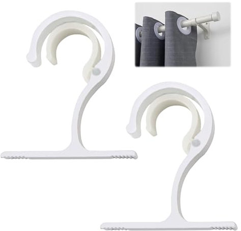 2 Halterungen für Gardinenstangen aus Aluminiumlegierung, robust, für Gardinenstangen Ø 25 – 28 mm, mit Befestigungsschrauben, ideal für Schränke und Schränke, elegantes Design in Weiß