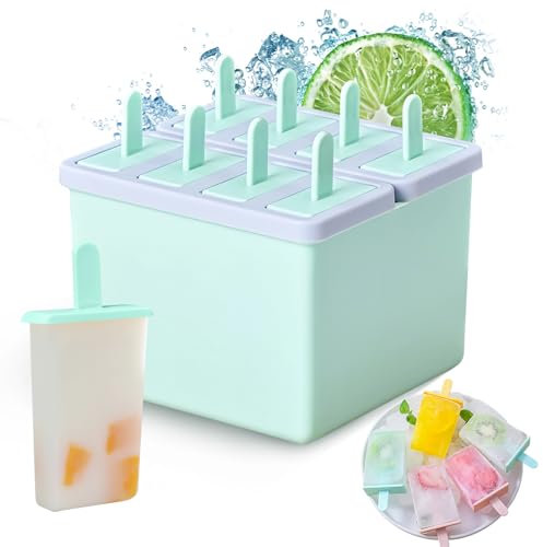 8 Rechteckige Gitter Eisformen Eis Am Stiel, PP-Material Eis Am Stiel Eis Am Stiel Formen Eisform Wassereis Formen Eis Formen für Stieleis Eisformen Kinder Eis Form Eis Selber Machen (Grün)