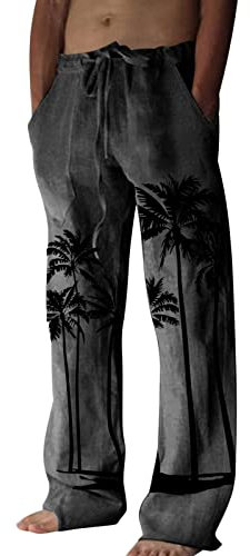 GXYANiaoy Herren Lang Leicht Slim Fit Trousers Mit Taschen Stretch Lang Baumwolle Linenpants Chinohose Baumwolle Breit Freizeit Leinenhose Sommerhose