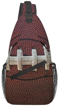 American Football Umhängetasche mit Schnürsenkel-Druck, leicht, klein, schickes Kreuz mit verstellbarem Riemen, Schwarz, Einheitsgröße