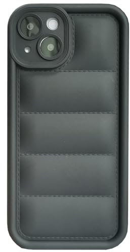 SNZ Case for iPhone 14 Plus, Puffer Jacket Design Soft Slim TPU Protective Cover withCamera Protection,Durable Phone Case, [Anti-yellowing] Shockproof Flexible iPhone 14 Plus Case (Black) ﻿