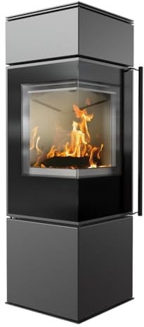KRATKI Kaminofen aus Stahl KRATKI Ren/S Links Ø 150 7 kW | Holzofen | Ökodesign zur Rekuperation geeignet | BImSchV 2 | 7* Flamme Verte