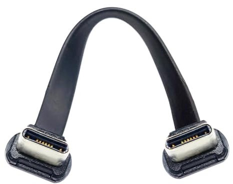 CY Cable USB-C Type C to USB-C Ultra Slim Flat Power USB2.0 Data Cable Angled Connector 65W Fast Charge for Laptop Tablet Phone Black