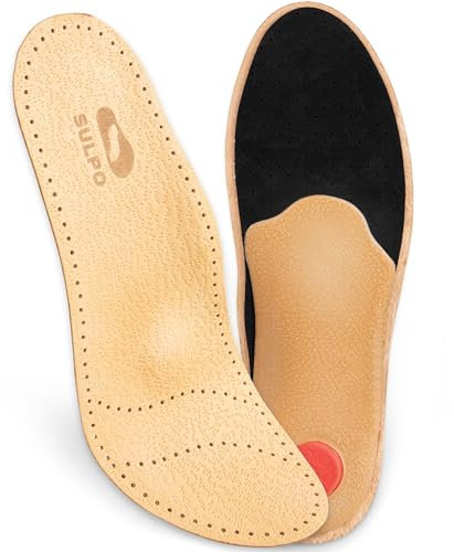 SULPO Orthopädische Einlegesohlen - Comfort Schuheinlagen aus echtem Leder mit Fußgewölbe Unterstützung bei Plattfuß und Mittelfuß Beschwerden - Einlagen Schuhe Damen und Herren 1 Paar (Beige, 41)
