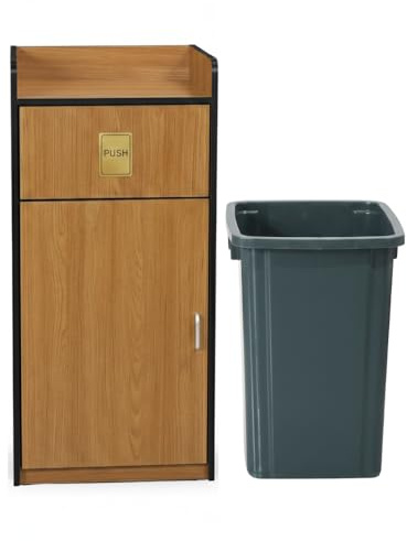 CVS Commercial Restaurant Large Kitchen Bin 36 Gallon Capacity – Heavy Duty Plastic Waste Bin, Rubbish Bin with Push Door, Kitchen Bin for Restaurant, Takeaway, Outdoor Bin & Recycling Waste-OAK