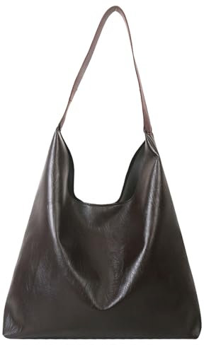GWAWG Slouchy Tote Bag Groß Handtasche für Damen Weiche Kunstleder Handtasche Shoulder Bags Vintage Schultertasche Shopper Bag Braun Tasche Weiche Leder Tote Bag Hobo Bag Shoulder Bag Beuteltasche