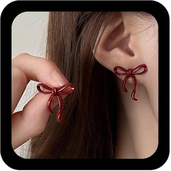 Aneneiceera Vintage Hohle Rote Schleife Ohrstecker Filigrane Rot Schleife Ohrringe Rote Fliege Ohrringe Schleifenband Ohrstecker Schmuck Für Frauen