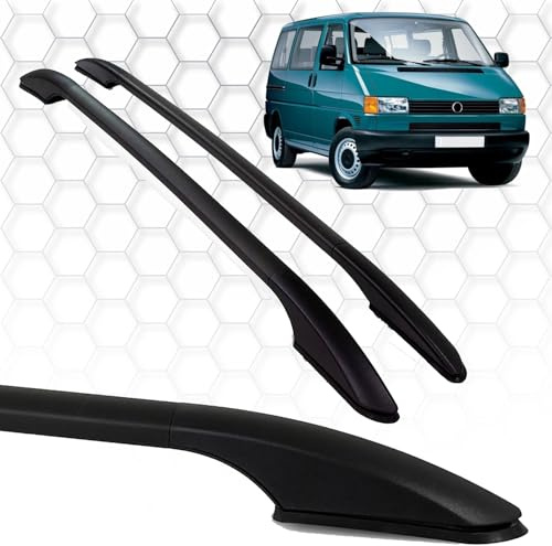 für VW Volkswagen T4 Transporter Langes Chassis 1990-2003 Custom Fit Dachträger Seitenschienen - 165 LBS Tragfähigkeit, langlebige Aluminiumkonstruktion Schwarze Farbe