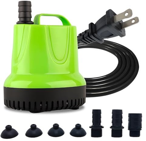 Yesinaly 25W Submersible Water Pump for Aquarium, Pond, Pool Draining, Fish Tank - Small Water Change Pump, Mini Water Circulation Pump for Outdoor Fountains, Hydroponics, and Waterfalls