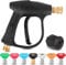 4350 PSI High Pressure Washer Gun with 7 Nozzle Tips & Quick Connector, Compatible with Karcher K1-K7 Models, Short Jet Wash Gun with M22 14mm Fitting & 1/4 Quick Connect (Black)