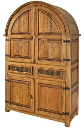 WOLF MÖBEL WOOD YOU LIKE MEXIKO Rundbogenschrank mit 3 Einlegeböden, Landhausstil, Massivholz Kiefer Honig gewachst, 129x201x62 cm