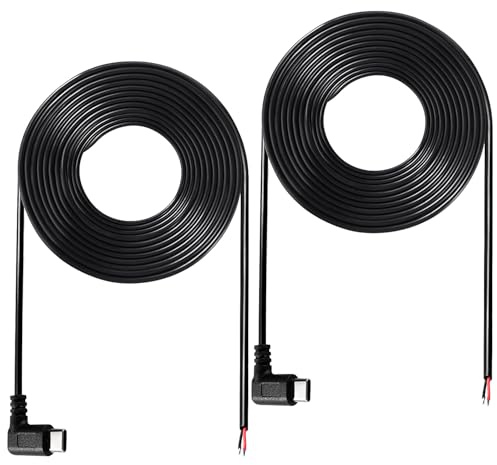 KUOQIY 2 PCS 200cm 22AWG Right Angle USB Type C Male Plug Pigtail Power Cable, 5V 3A USB C to 2 Pin Bare Wire Open End Wire, for DIY LED Strips