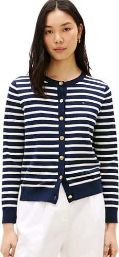 Tommy Hilfiger Damen Strickjacke Cardigan Jersey Fine mit Knopfleiste
